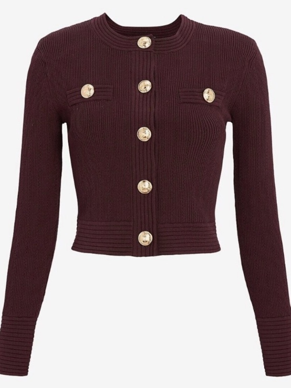Express Burgundy Wine Ribbed Knit Cardigan Top